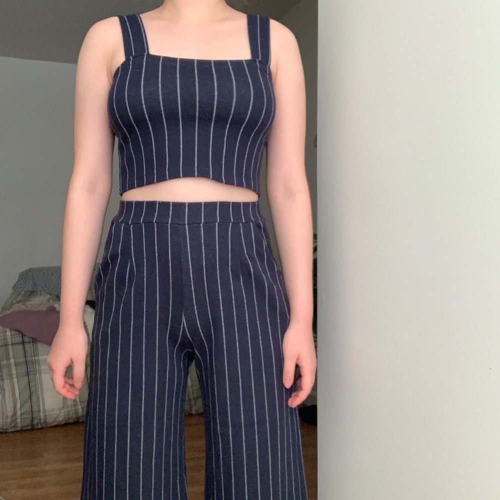 Crop Top and Wide Leg Pant Matching Set
